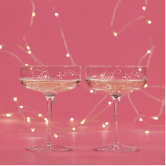 Hampers and Gifts to the UK - Send the Personalised Star Couples Champagne Coupe Glass Set